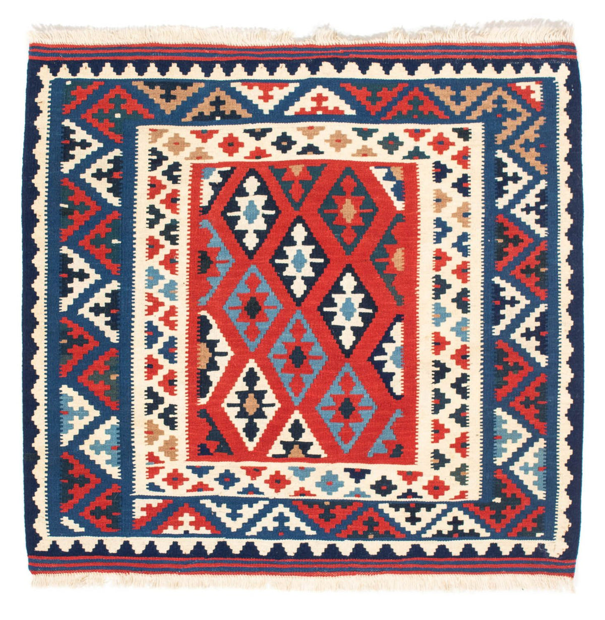 Alfombra Kelim - Oriental cuadrado  - 104 x 100 cm - azul oscuro