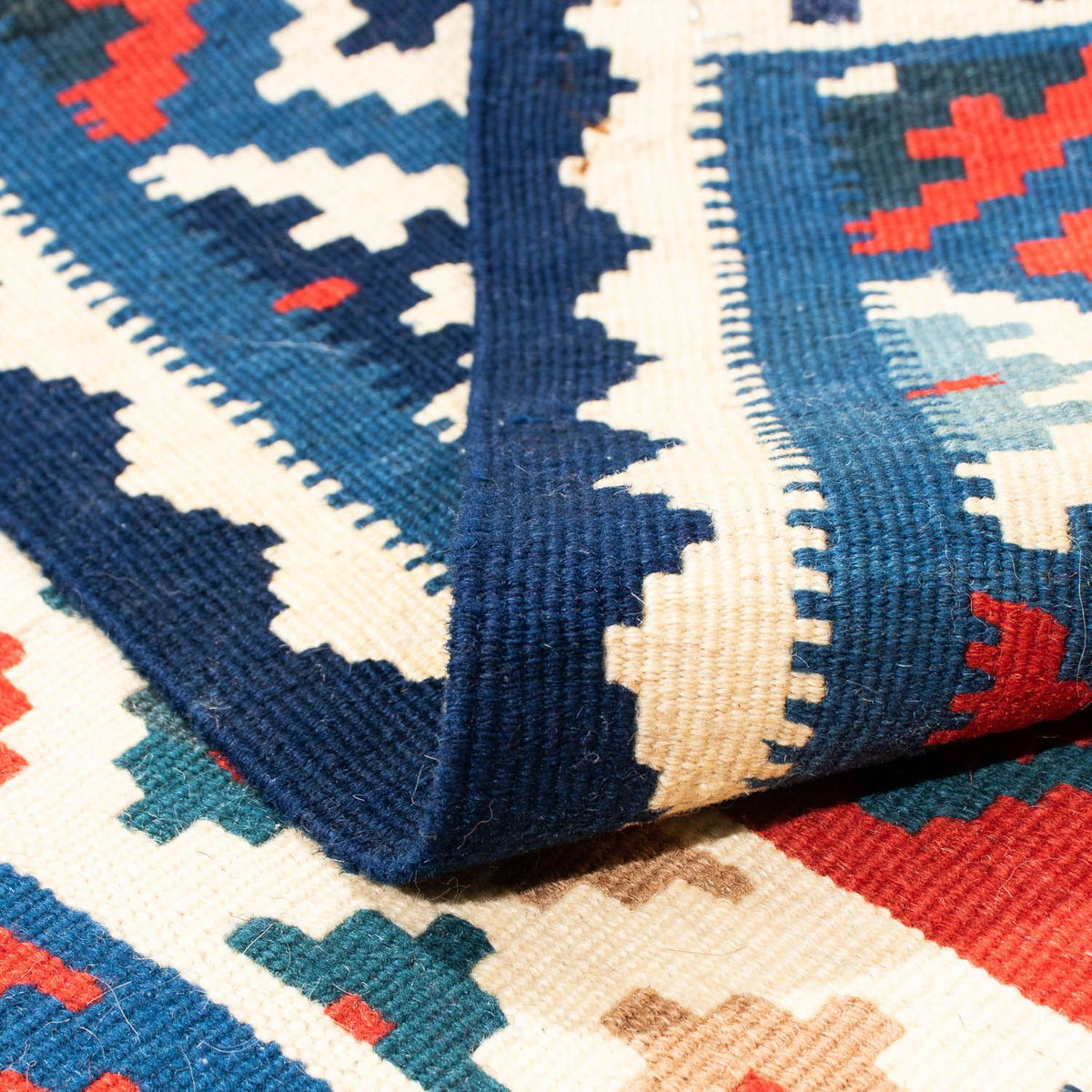 Alfombra Kelim - Oriental cuadrado  - 104 x 100 cm - azul oscuro