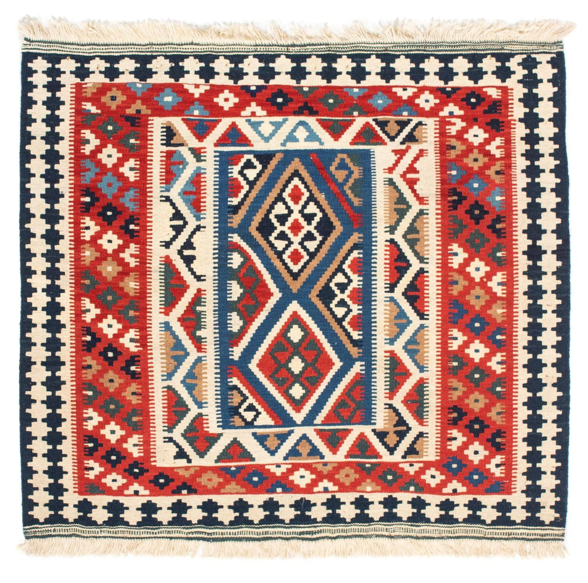 Alfombra Kelim - Oriental cuadrado  - 104 x 99 cm - rojo