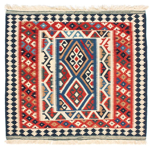Alfombra Kelim - Oriental cuadrado  - 104 x 99 cm - rojo