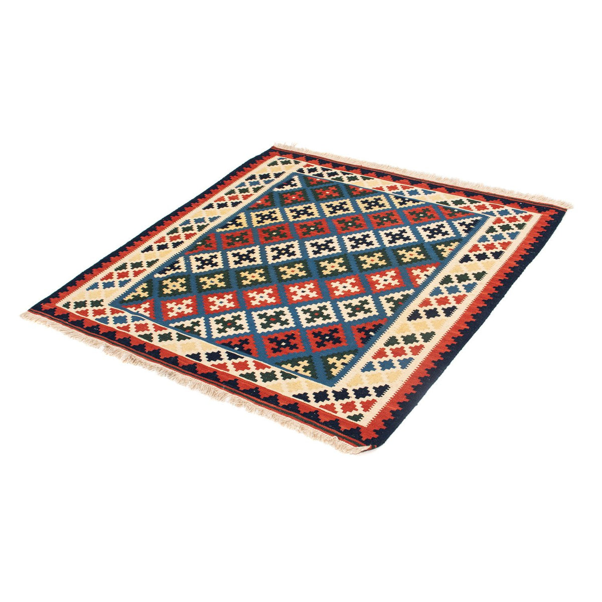 Alfombra Kelim - Oriental cuadrado  - 104 x 100 cm - azul oscuro