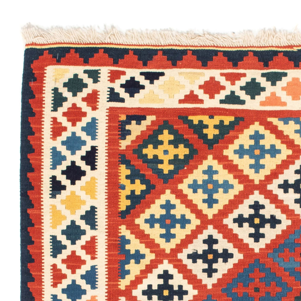Alfombra Kelim - Oriental cuadrado - 106 x 102 cm - rojo oscuro