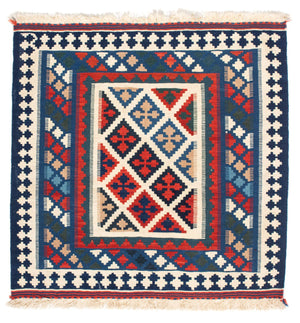 Alfombra Kelim - Oriental cuadrado  - 104 x 103 cm - azul