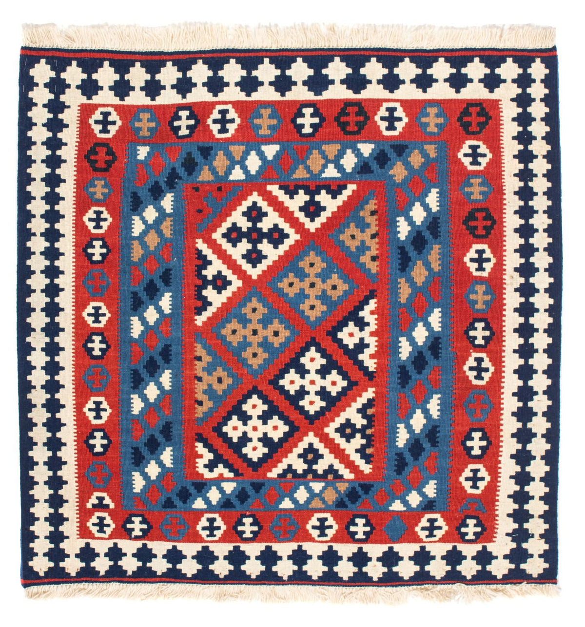 Alfombra Kelim - Oriental cuadrado  - 103 x 101 cm - rojo