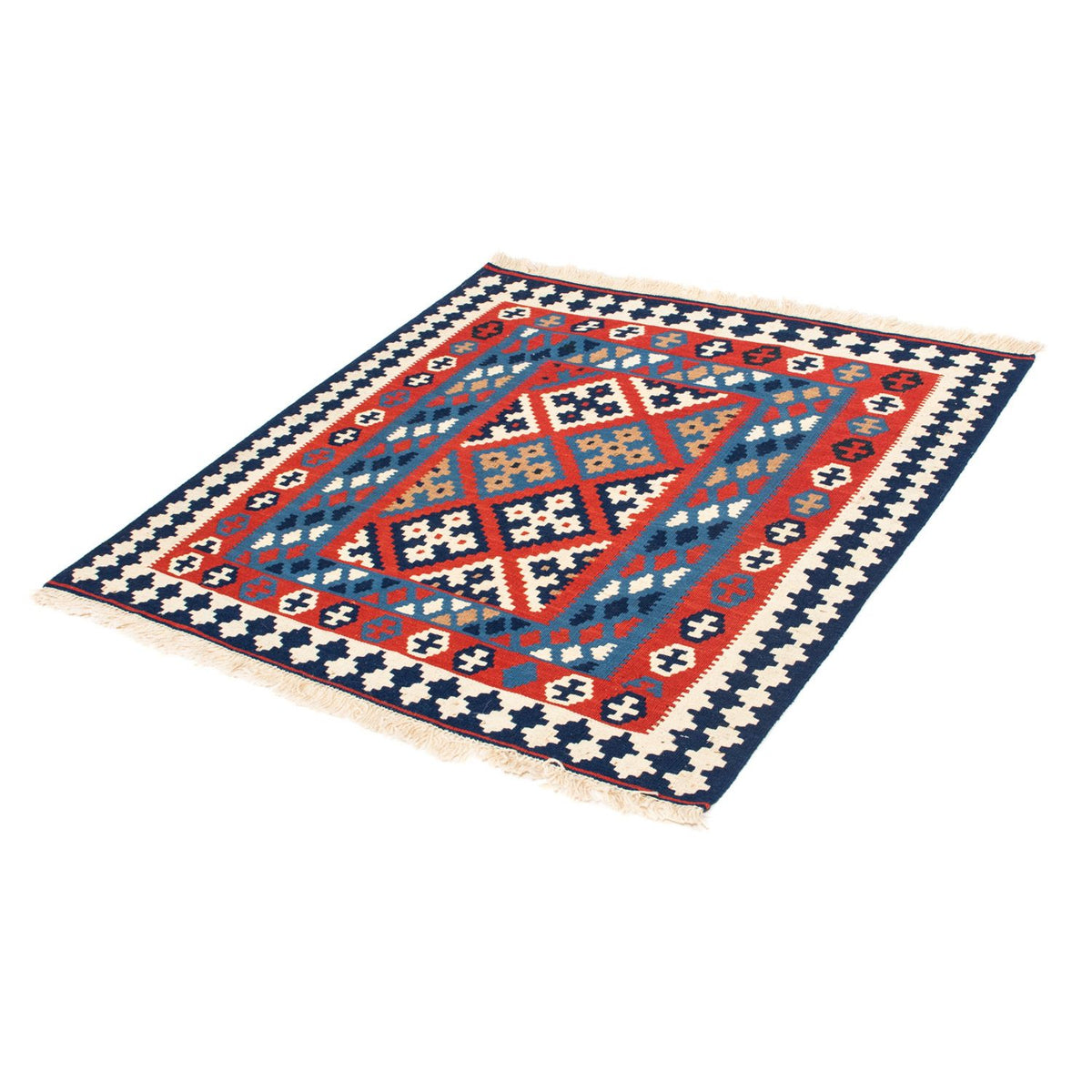 Alfombra Kelim - Oriental cuadrado  - 103 x 101 cm - rojo