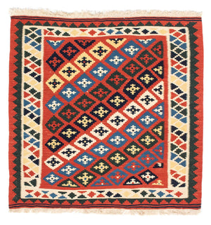 Alfombra Kelim - Oriental cuadrado  - 97 x 94 cm - rojo