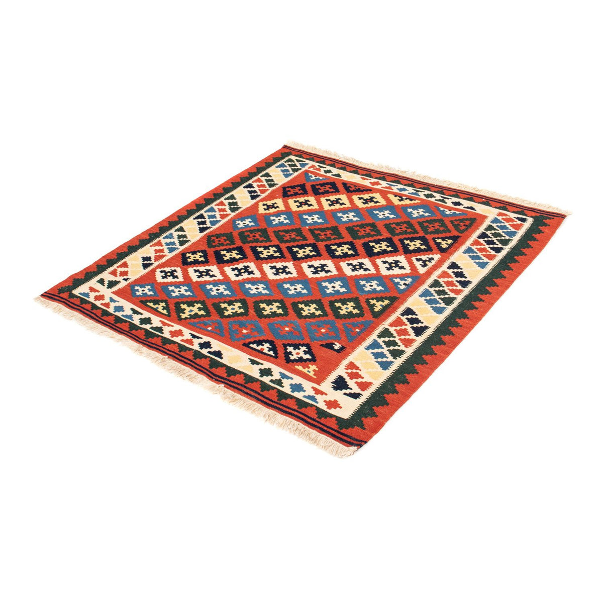 Alfombra Kelim - Oriental cuadrado  - 97 x 94 cm - rojo