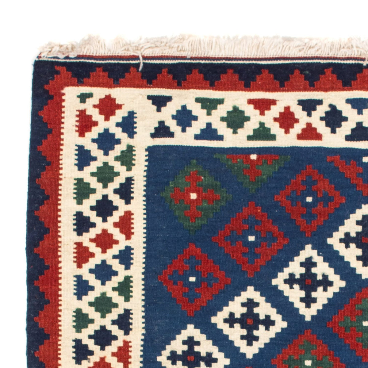 Alfombra Kelim - Oriental cuadrado - 100 x 100 cm - azul oscuro