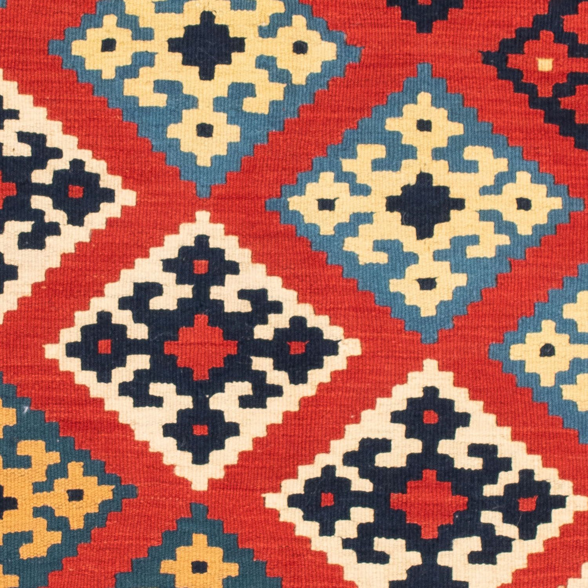 Alfombra Kelim - Oriental cuadrado - 105 x 105 cm - rojo