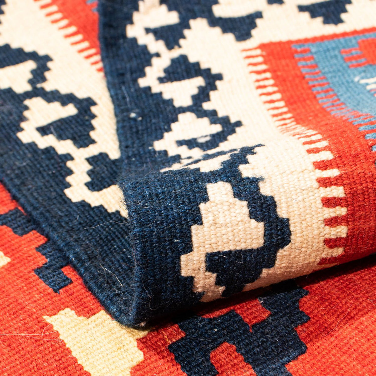Alfombra Kelim - Oriental cuadrado - 105 x 105 cm - rojo