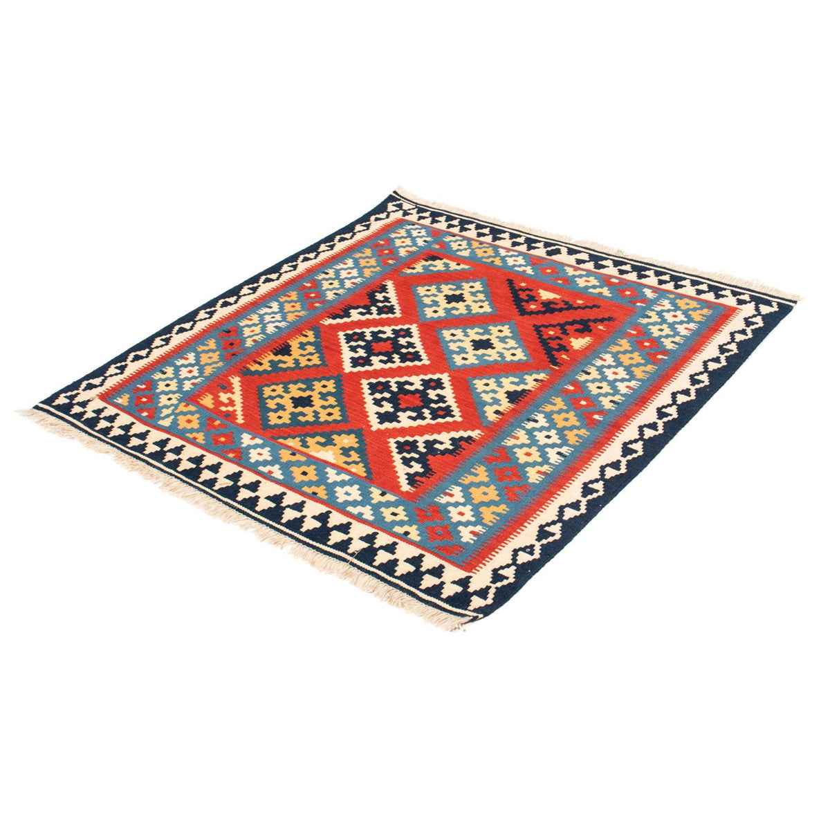 Alfombra Kelim - Oriental cuadrado - 105 x 105 cm - rojo
