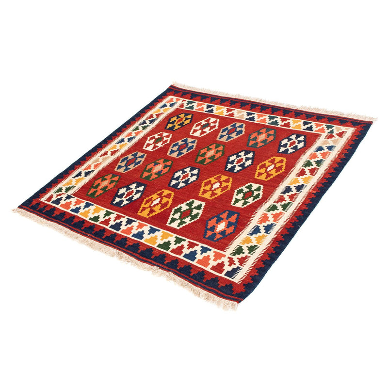 Alfombra Kelim - Oriental cuadrado  - 96 x 95 cm - rojo oscuro