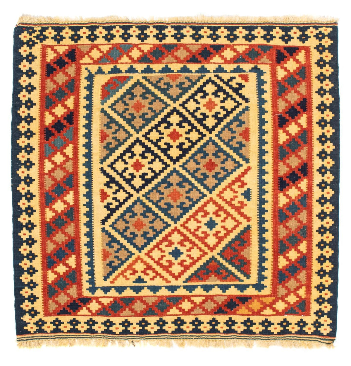 Alfombra Kelim - Oriental cuadrado - 106 x 102 cm - oro