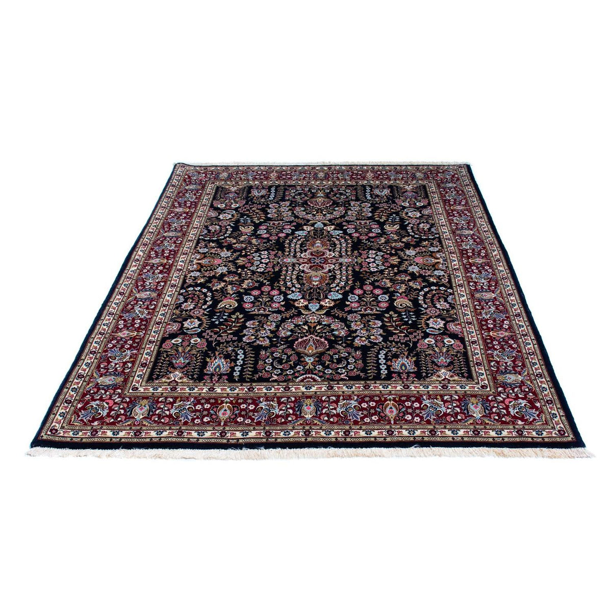 Alfombra persa - Ghom - 193 x 141 cm - azul oscuro