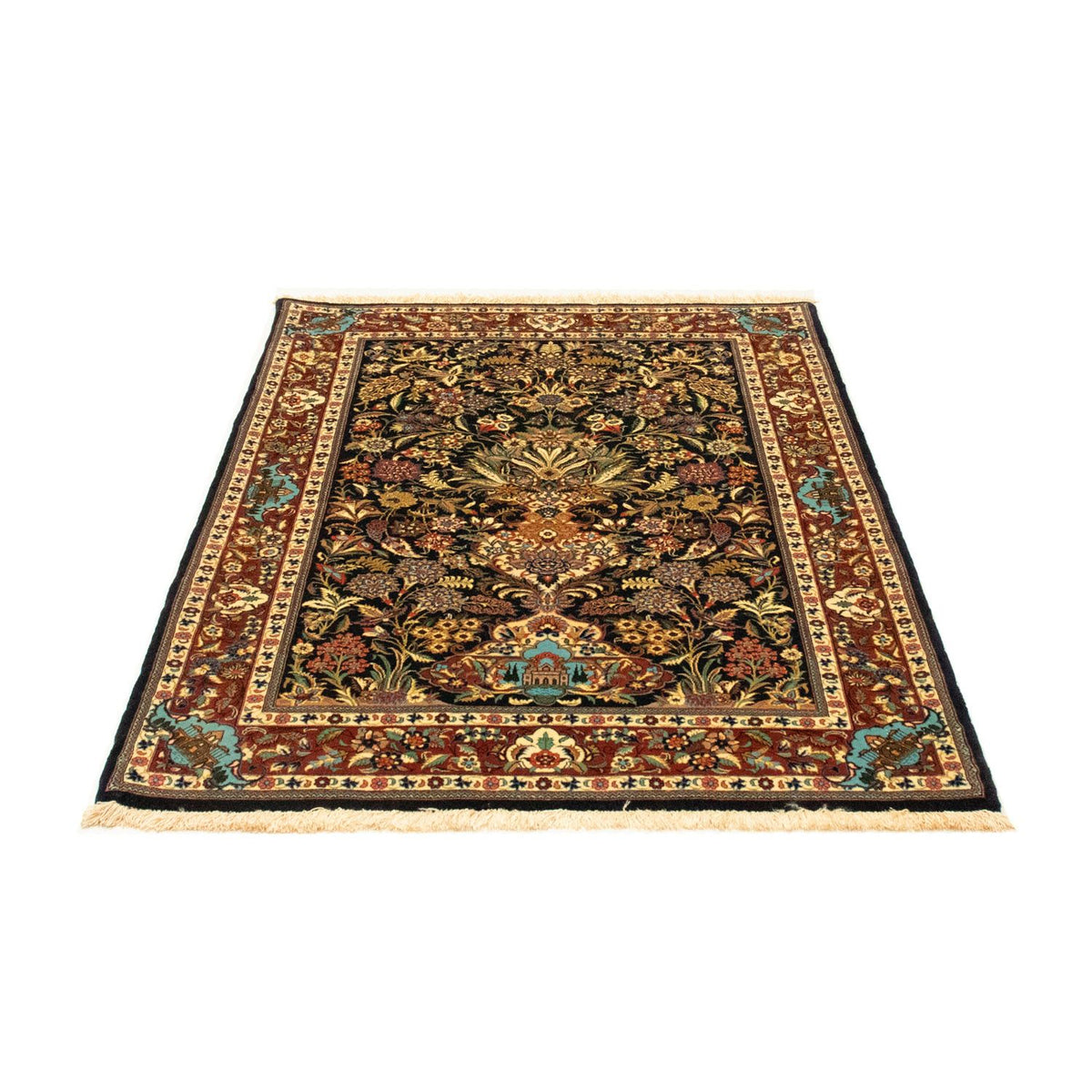 Alfombra persa - Ghom - 153 x 102 cm - negro