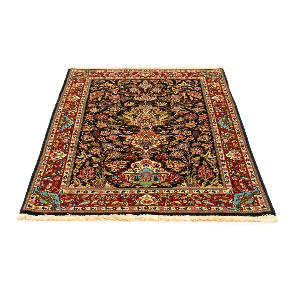 Alfombra persa - Ghom - 156 x 102 cm - negro