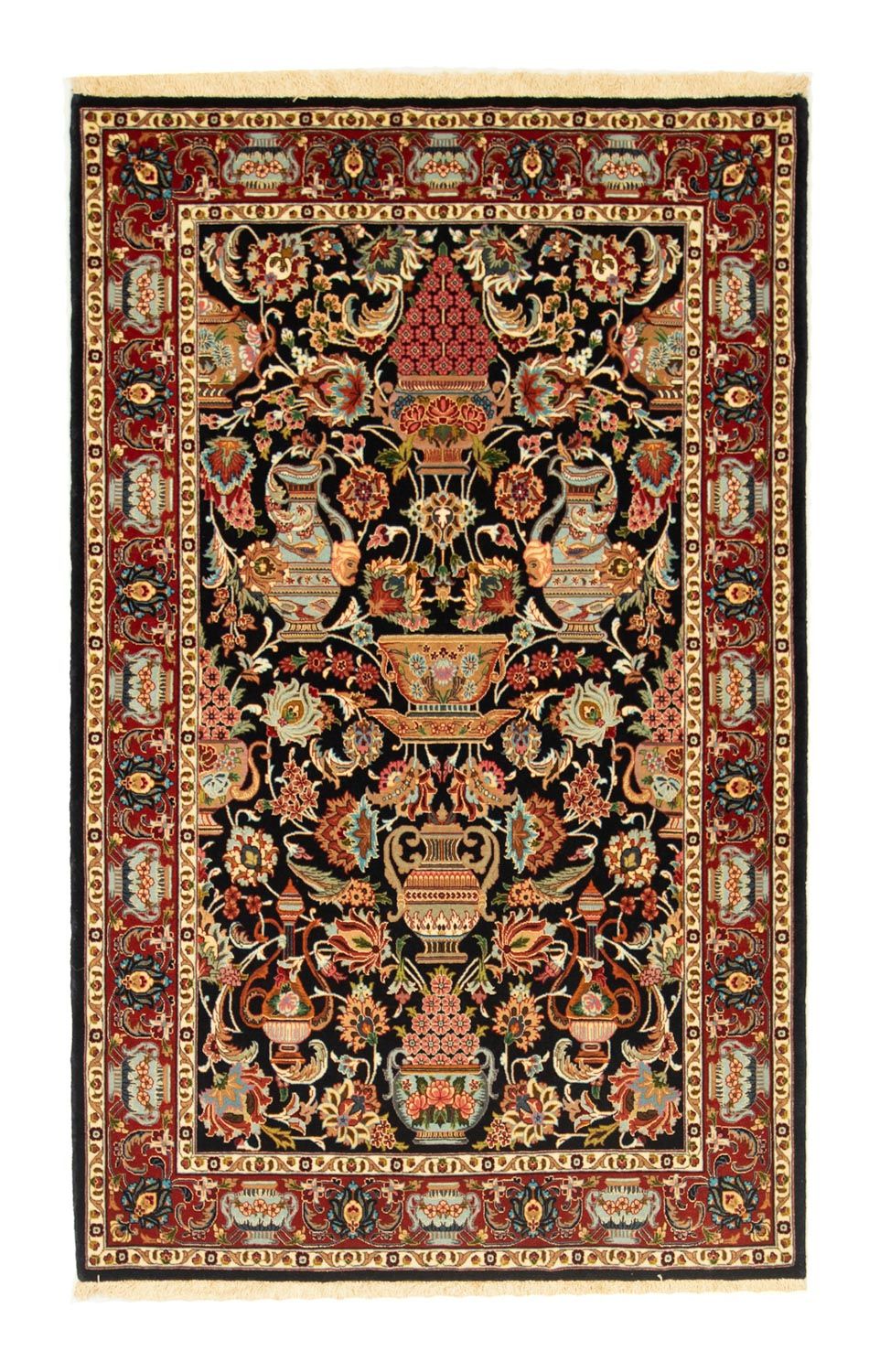 Alfombra persa - Ghom - 161 x 102 cm - negro