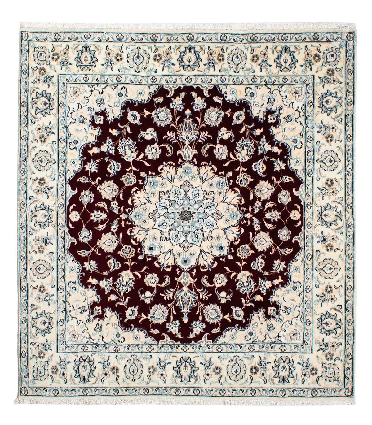 Alfombra Persa - Nain - Real cuadrado  - 156 x 143 cm - rojo oscuro