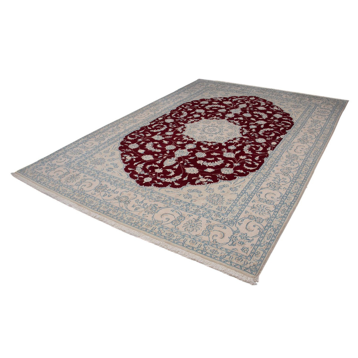 Alfombra persa - Nain - 288 x 200 cm - rojo oscuro