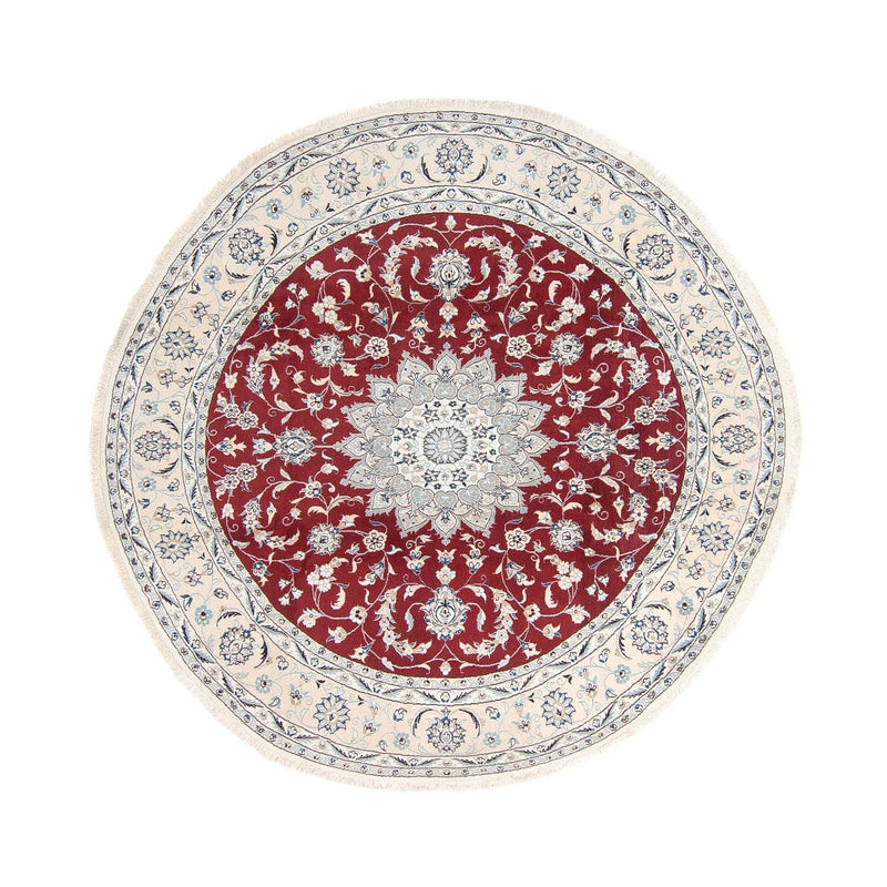 Alfombra persa - Nain redondo  - 250 x 250 cm - rojo oscuro