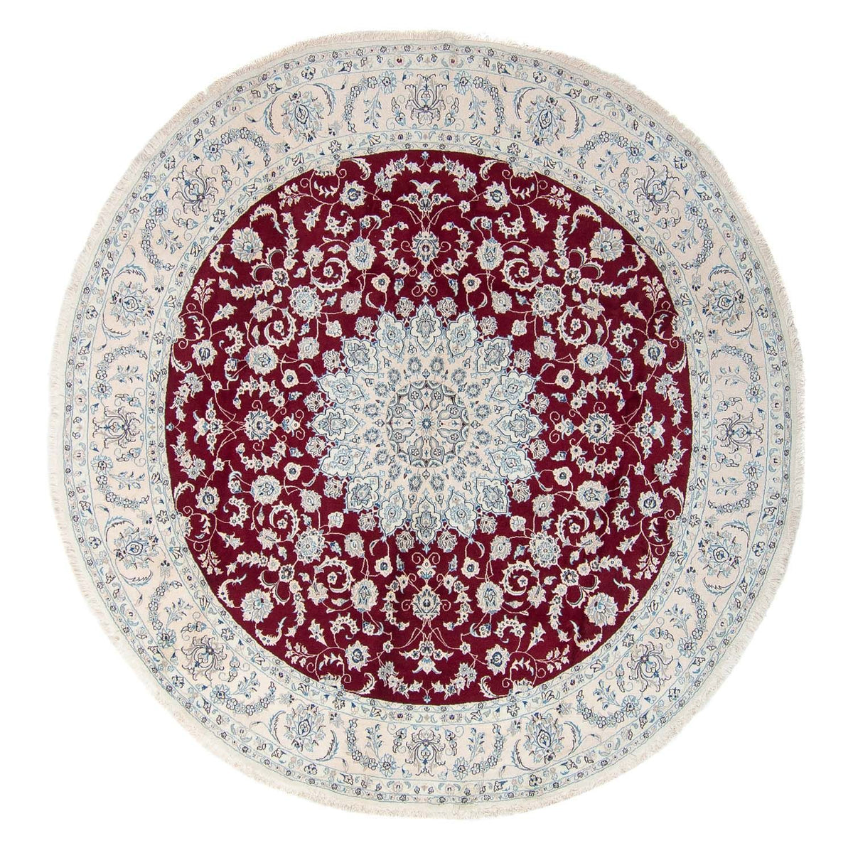 Alfombra persa - Nain redondo  - 295 x 295 cm - rojo oscuro