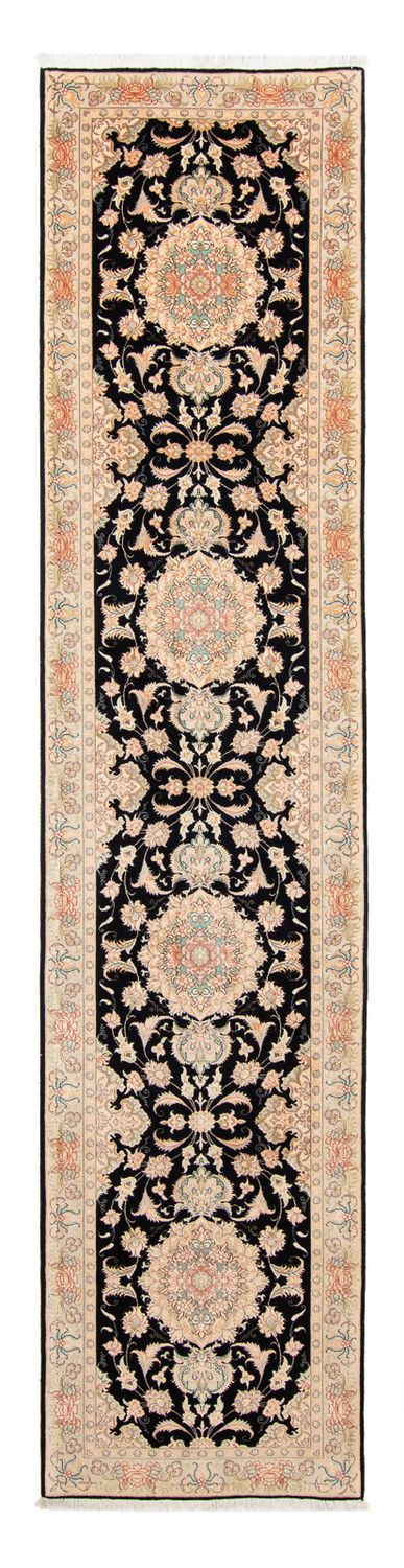 Alfombra de pasillo Alfombra Persa - Tabriz - Real - 417 x 87 cm - azul oscuro