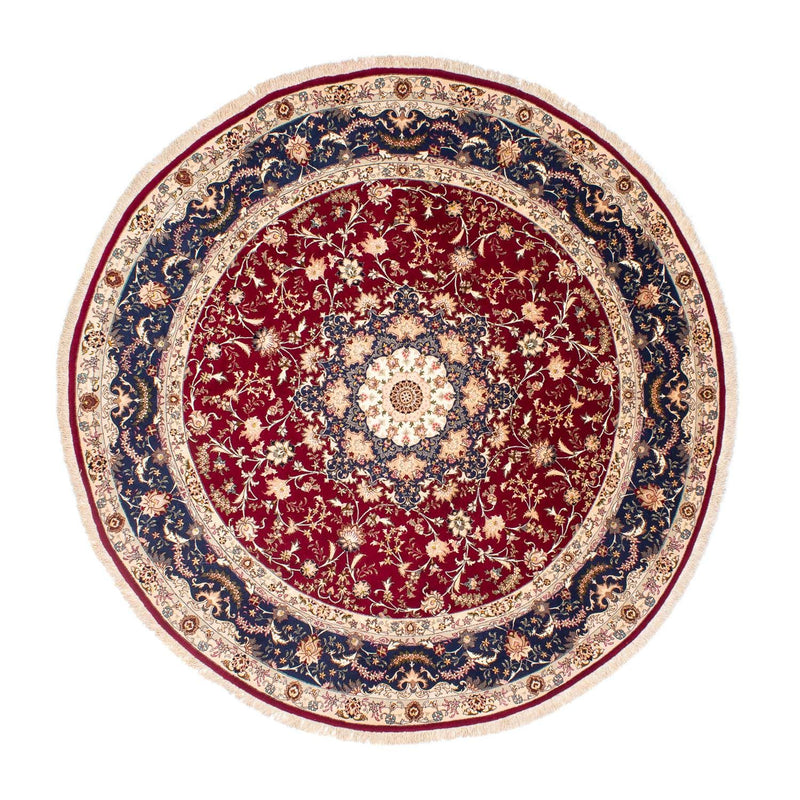 Alfombra Persa - Tabriz - Real redondo  - 250 x 250 cm - rojo oscuro