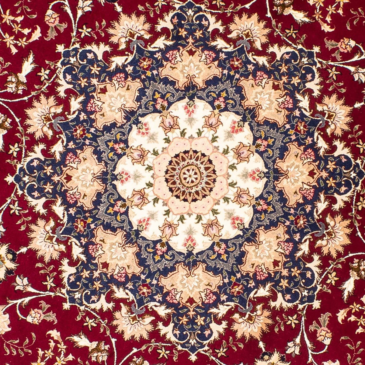 Alfombra Persa - Tabriz - Real redondo  - 250 x 250 cm - rojo oscuro