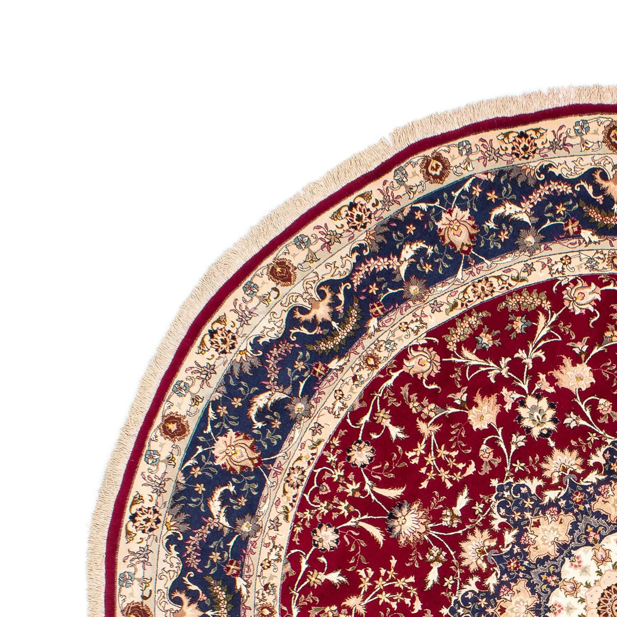 Alfombra Persa - Tabriz - Real redondo  - 250 x 250 cm - rojo oscuro