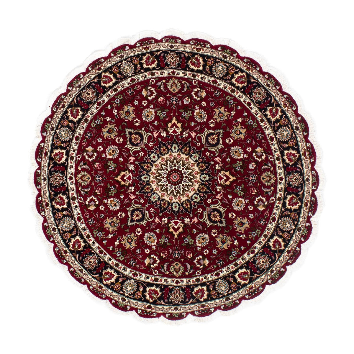 Alfombra Persa - Tabriz - Real redondo  - 150 x 150 cm - rojo oscuro