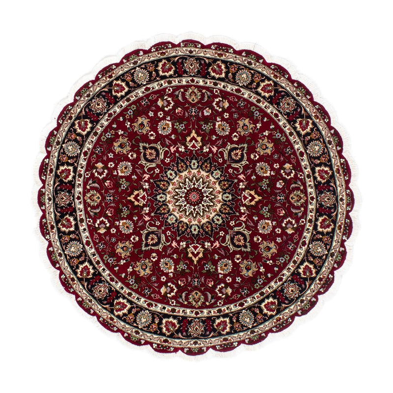 Alfombra Persa - Tabriz - Real redondo  - 150 x 150 cm - rojo oscuro