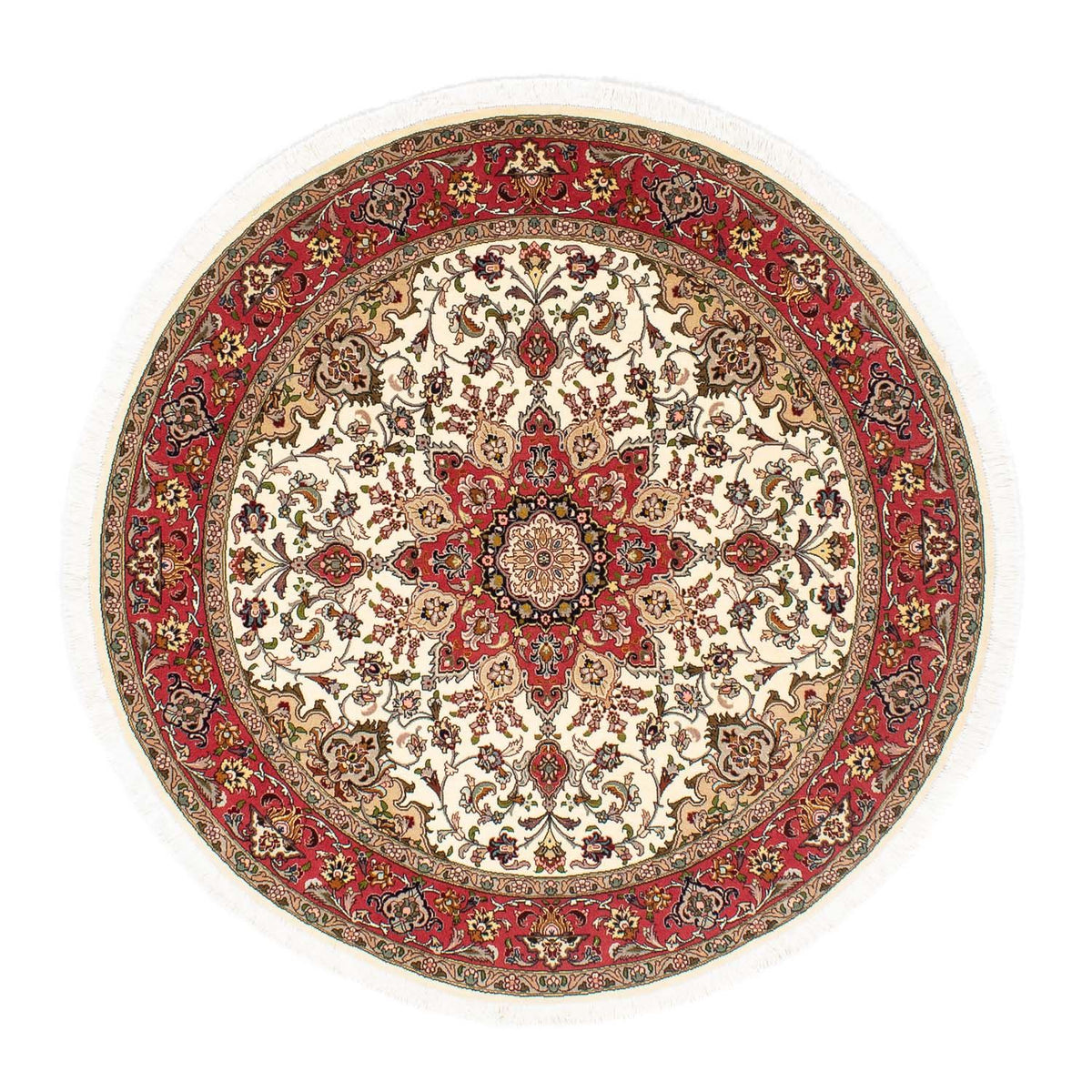 Alfombra Persa - Tabriz - Real redondo - 148 x 148 cm - beige