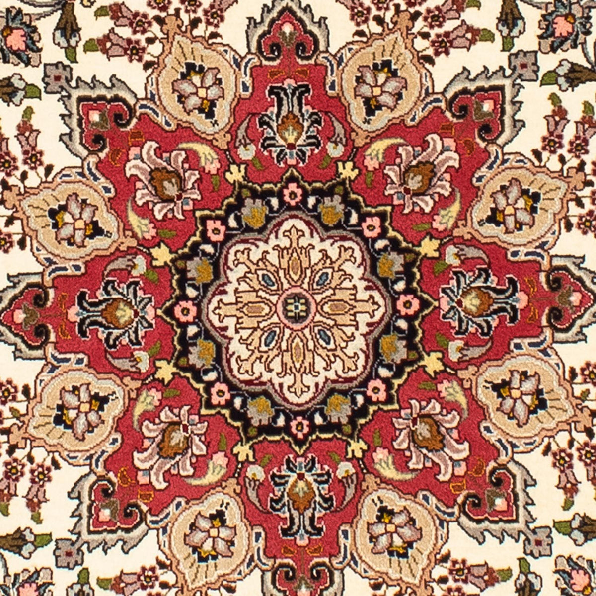 Alfombra Persa - Tabriz - Real redondo - 148 x 148 cm - beige