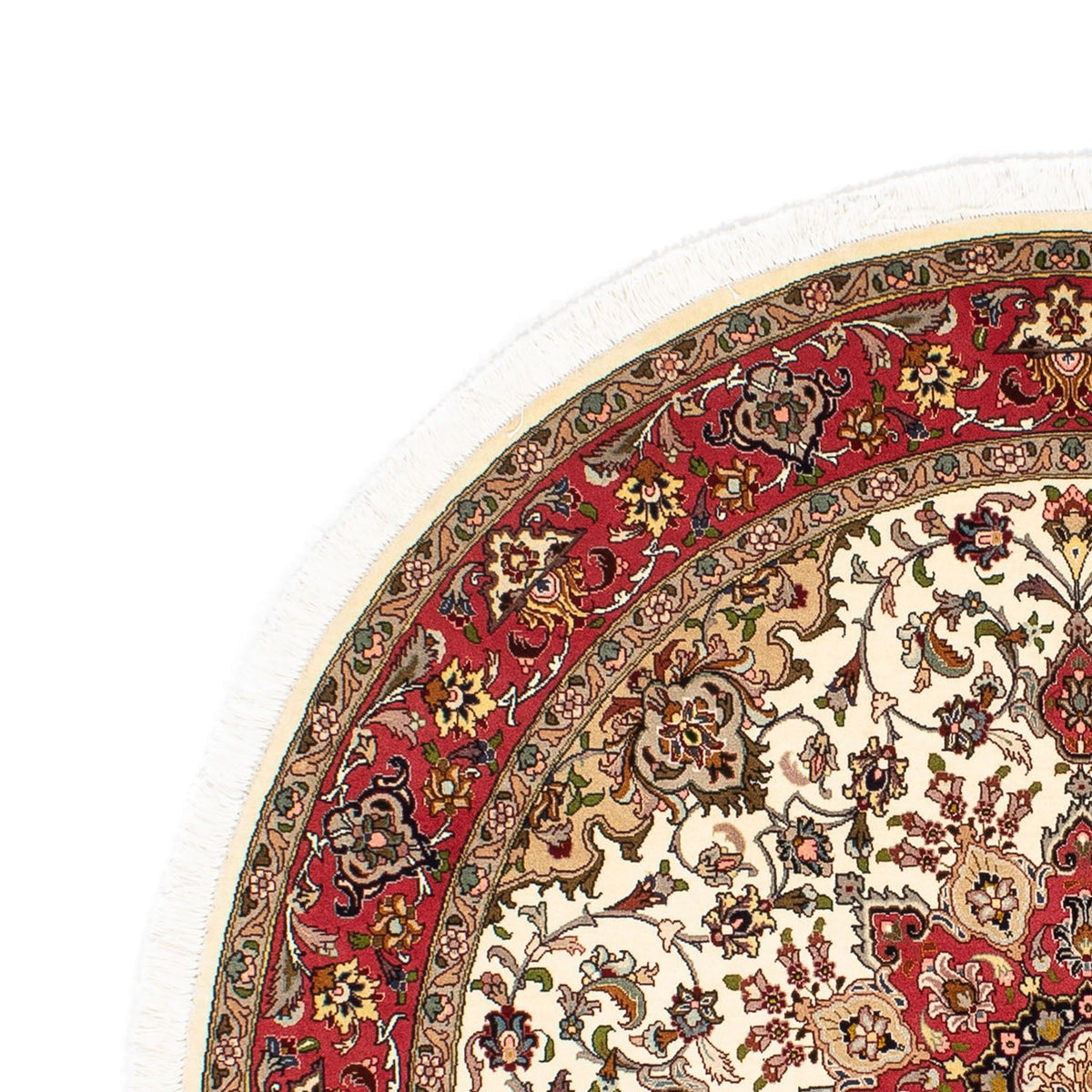 Alfombra Persa - Tabriz - Real redondo - 148 x 148 cm - beige