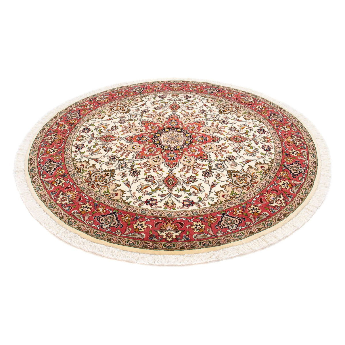 Alfombra Persa - Tabriz - Real redondo - 148 x 148 cm - beige