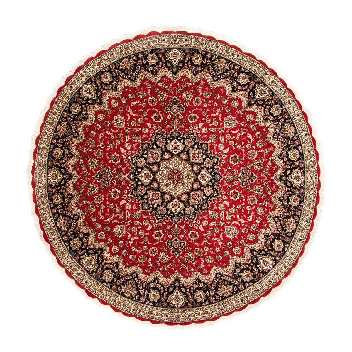 Alfombra Persa - Tabriz - Real redondo  - 253 x 253 cm - rojo oscuro