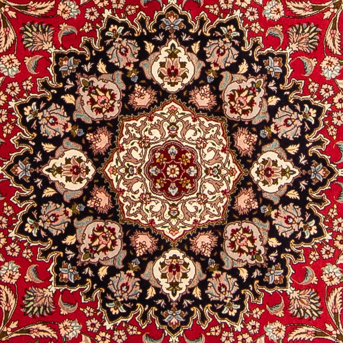 Alfombra Persa - Tabriz - Real redondo  - 253 x 253 cm - rojo oscuro