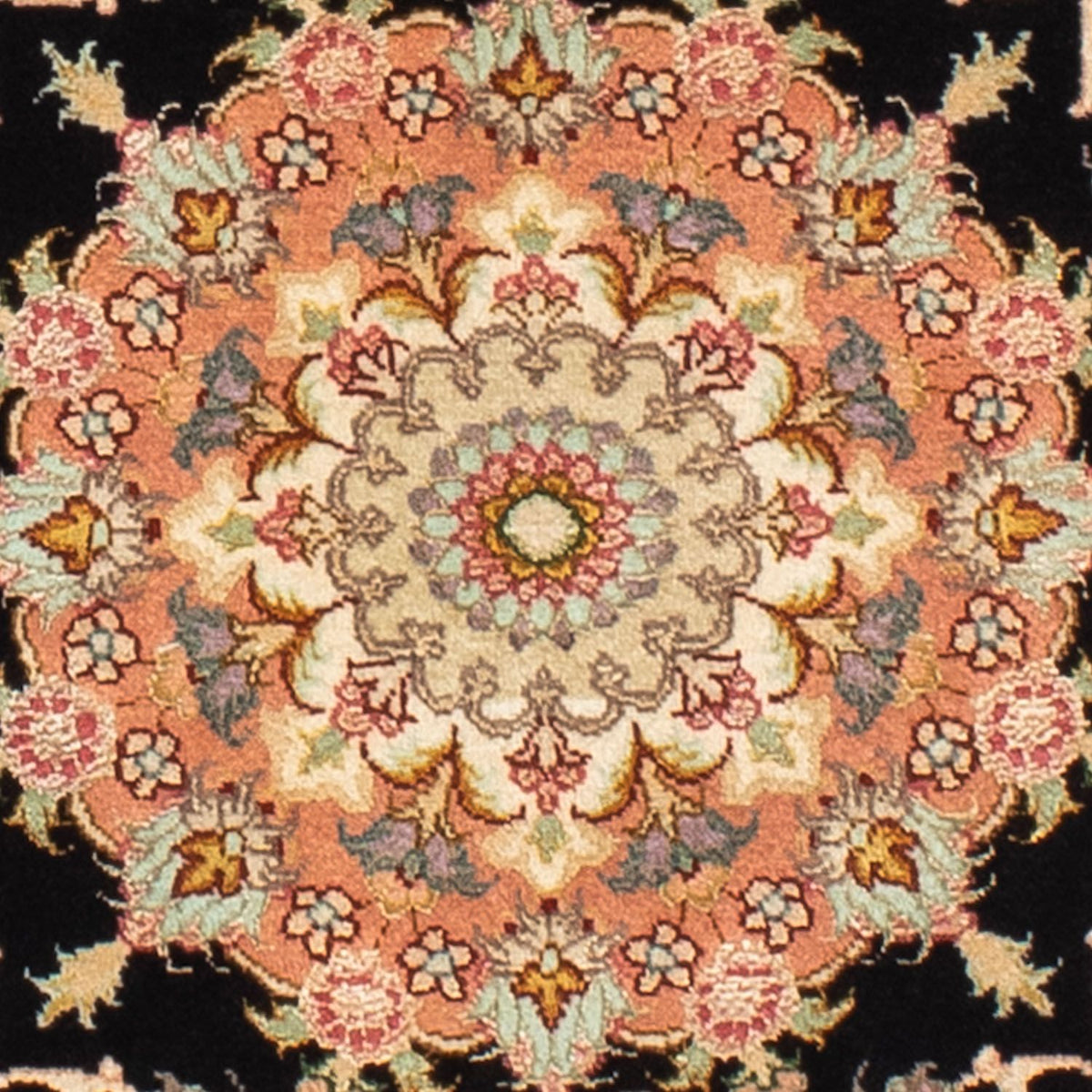 Alfombra Persa - Tabriz - Real redondo  - 100 x 100 cm - azul oscuro