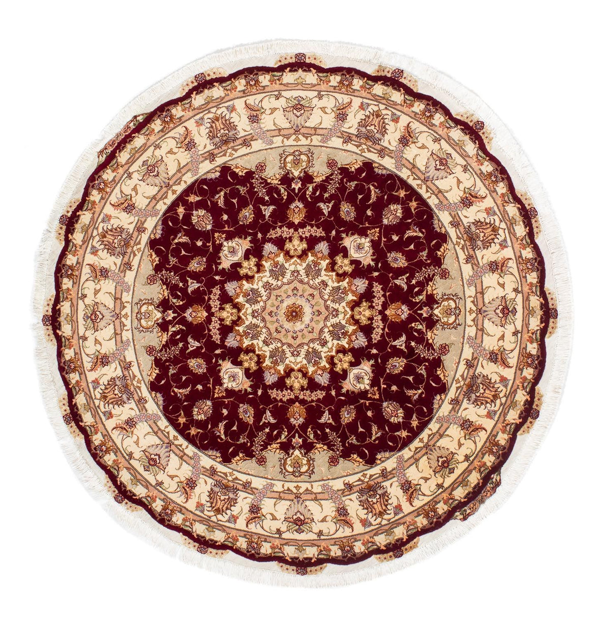 Alfombra Persa - Tabriz - Real redondo - 155 x 155 cm - rojo oscuro
