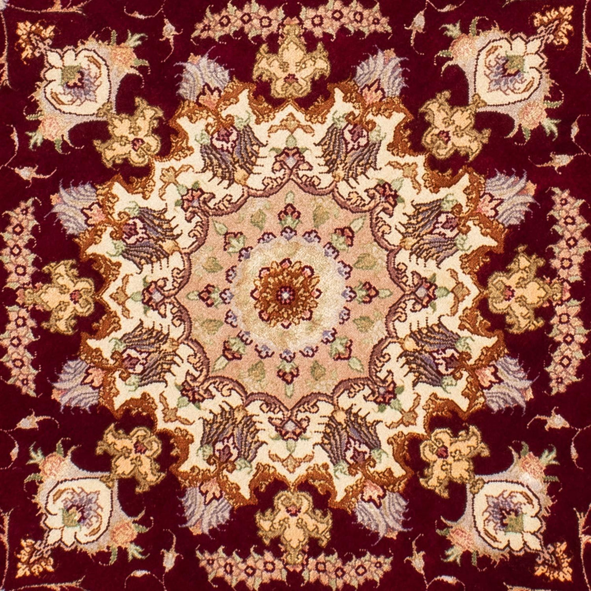 Alfombra Persa - Tabriz - Real redondo - 155 x 155 cm - rojo oscuro
