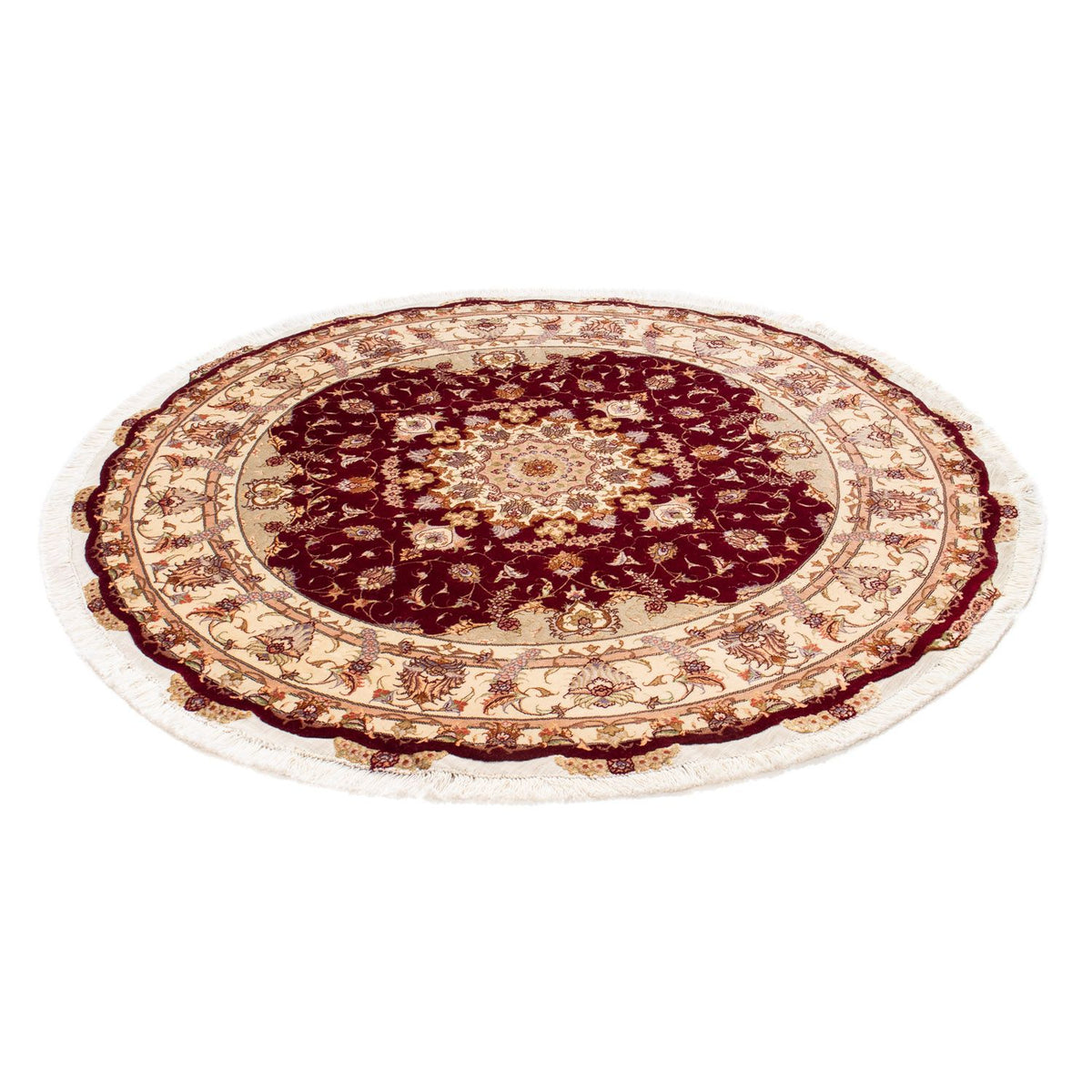 Alfombra Persa - Tabriz - Real redondo - 155 x 155 cm - rojo oscuro