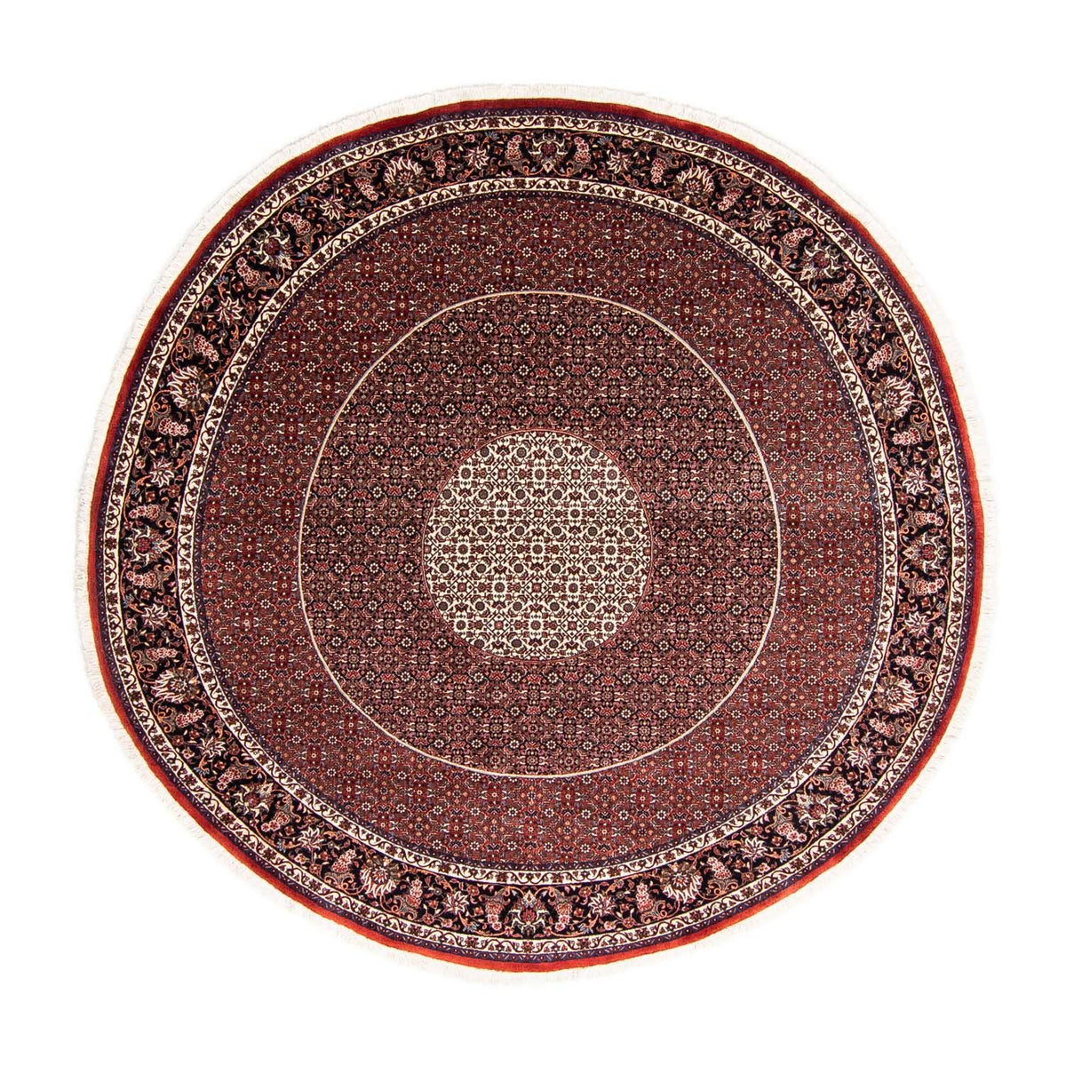 Alfombra persa - Bidjar redondo  - 247 x 247 cm - rojo oscuro