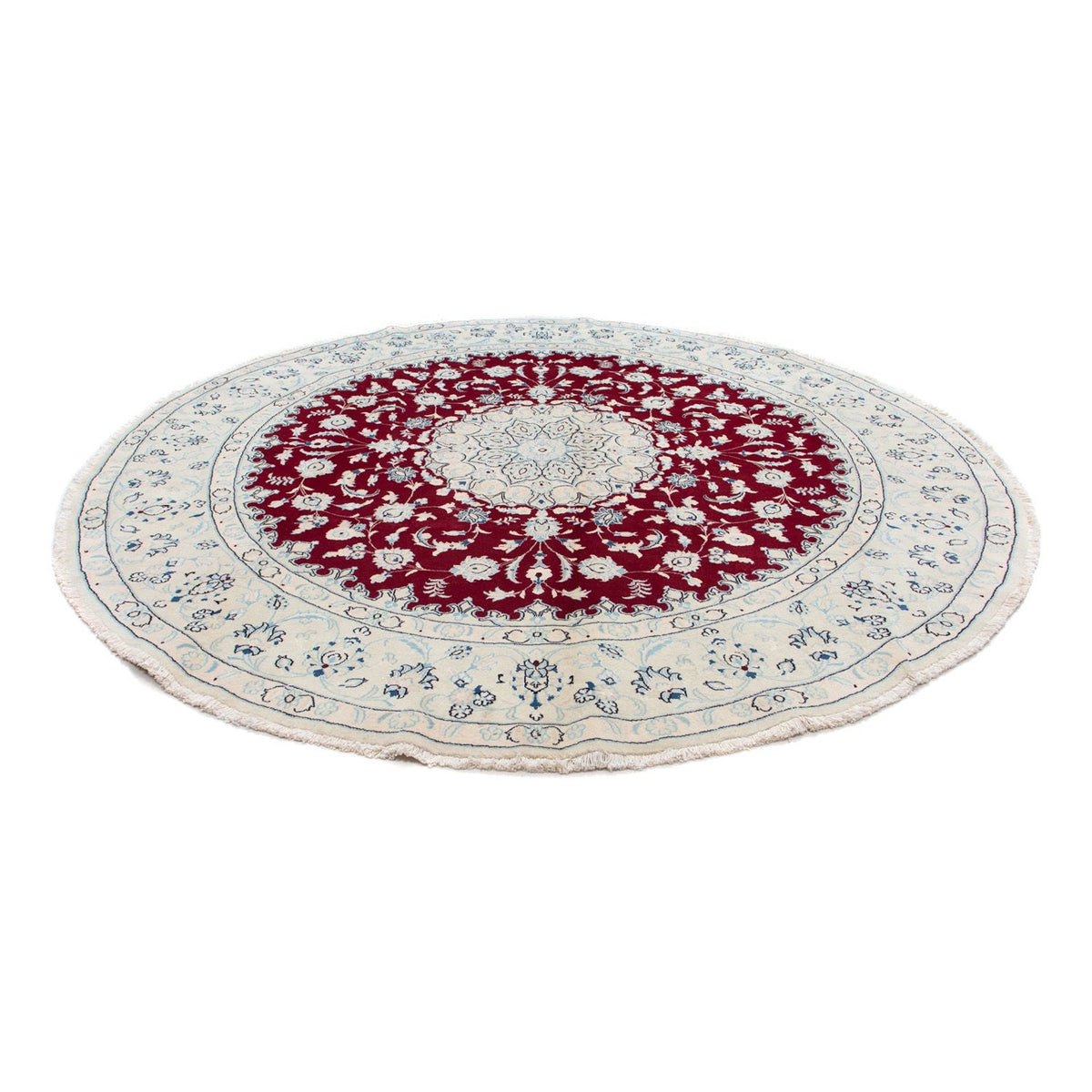 Alfombra persa - Nain redondo - 293 x 293 cm - rojo oscuro
