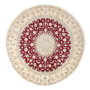 Alfombra persa - Nain redondo  - 280 x 280 cm - rojo oscuro