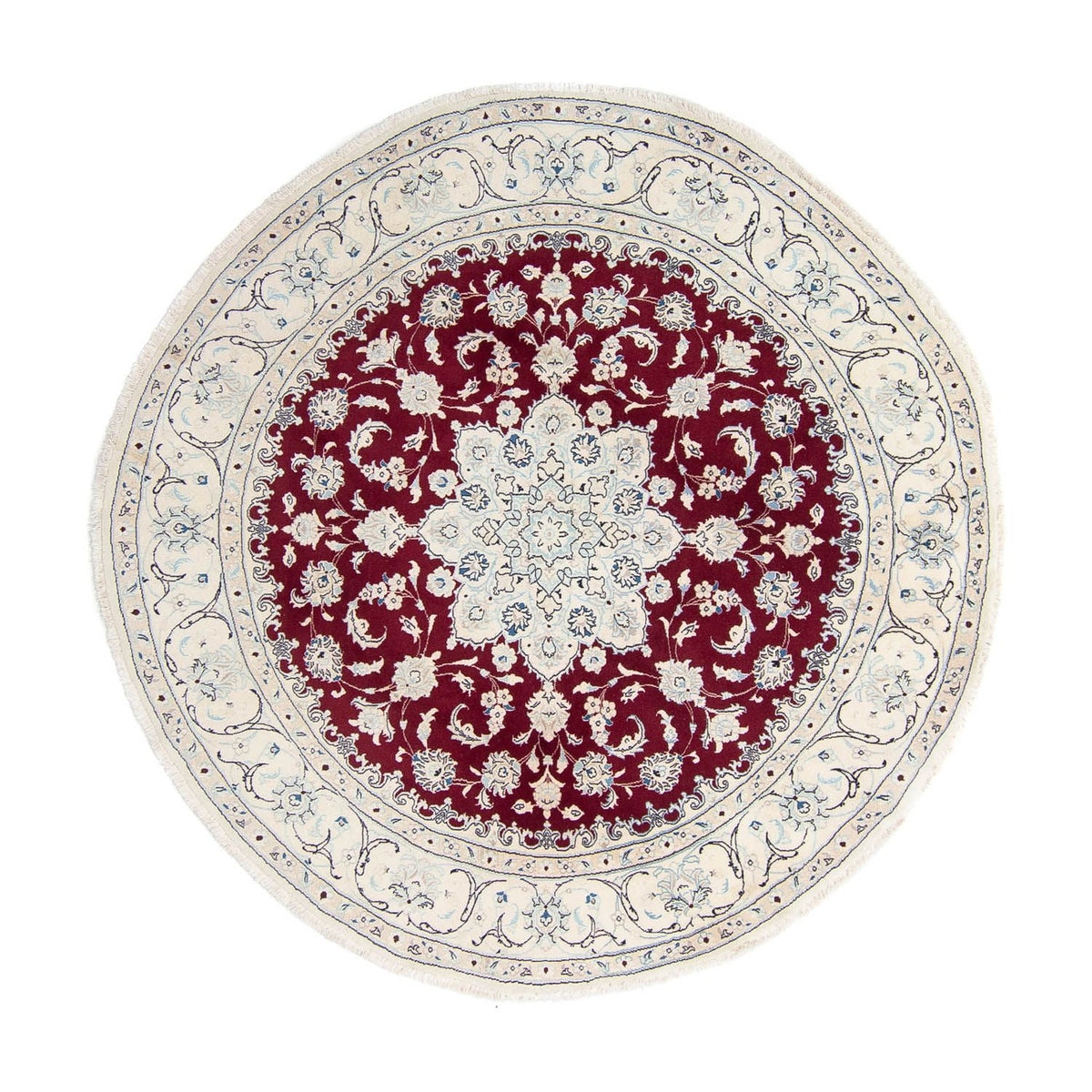 Alfombra persa - Nain redondo - 250 x 250 cm - rojo oscuro