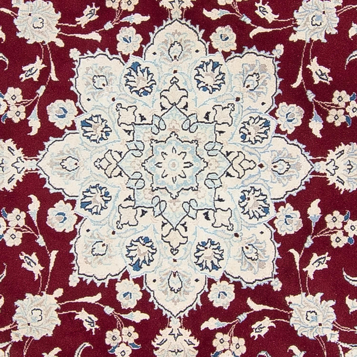 Alfombra persa - Nain redondo - 250 x 250 cm - rojo oscuro