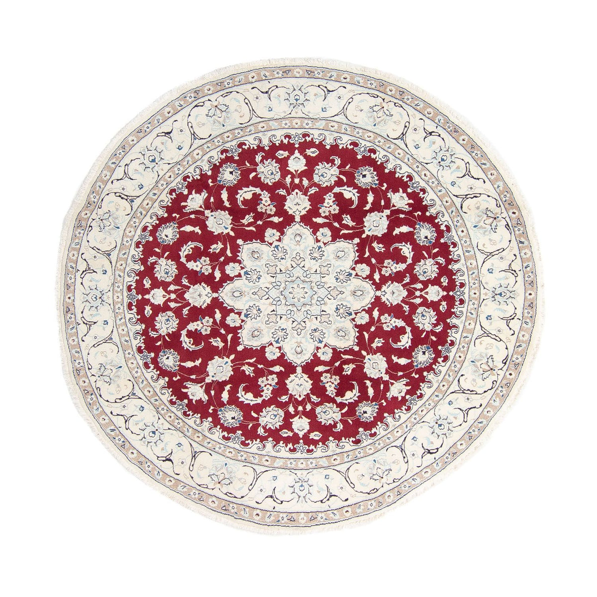 Alfombra persa - Nain redondo - 245 x 245 cm - rojo oscuro