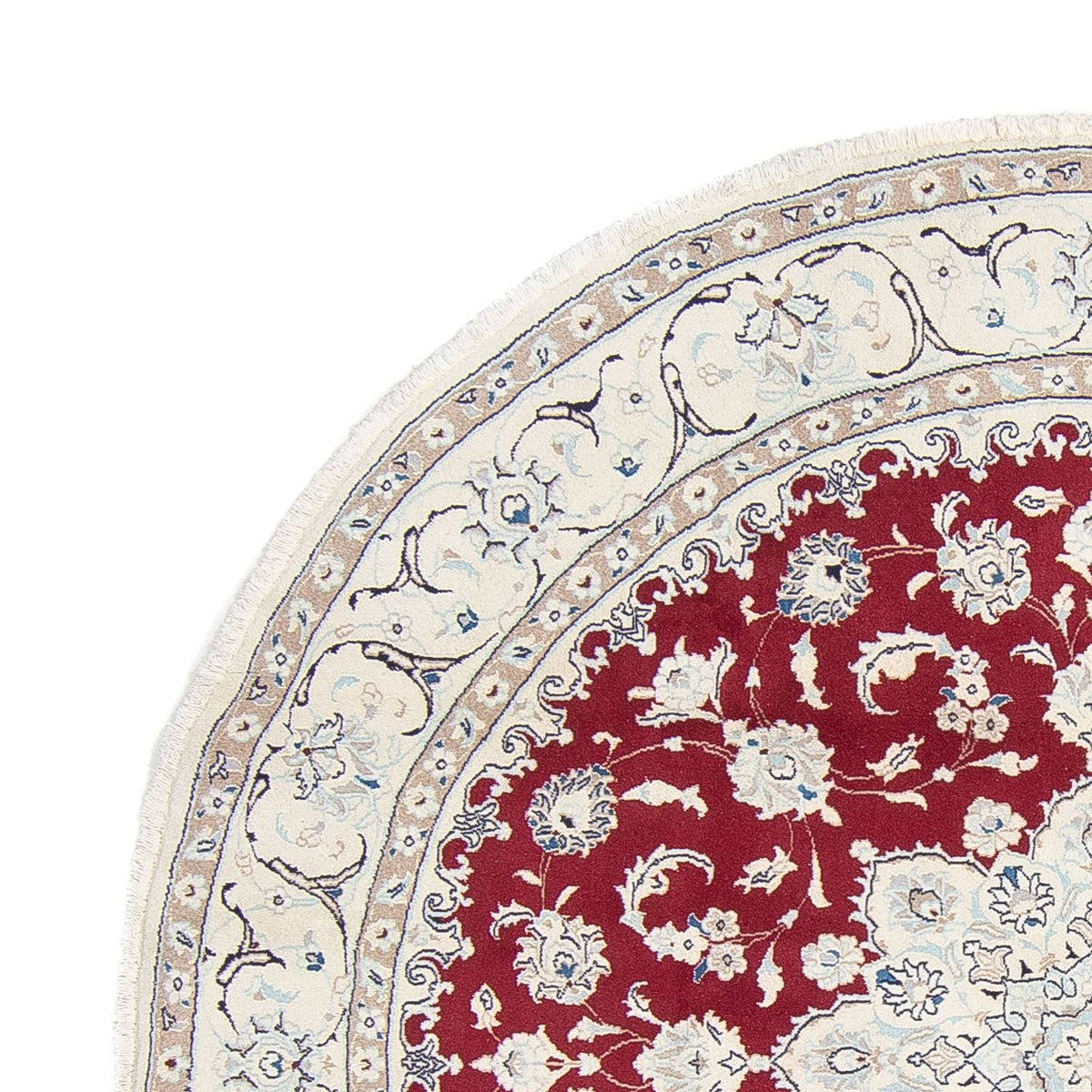 Alfombra persa - Nain redondo - 245 x 245 cm - rojo oscuro