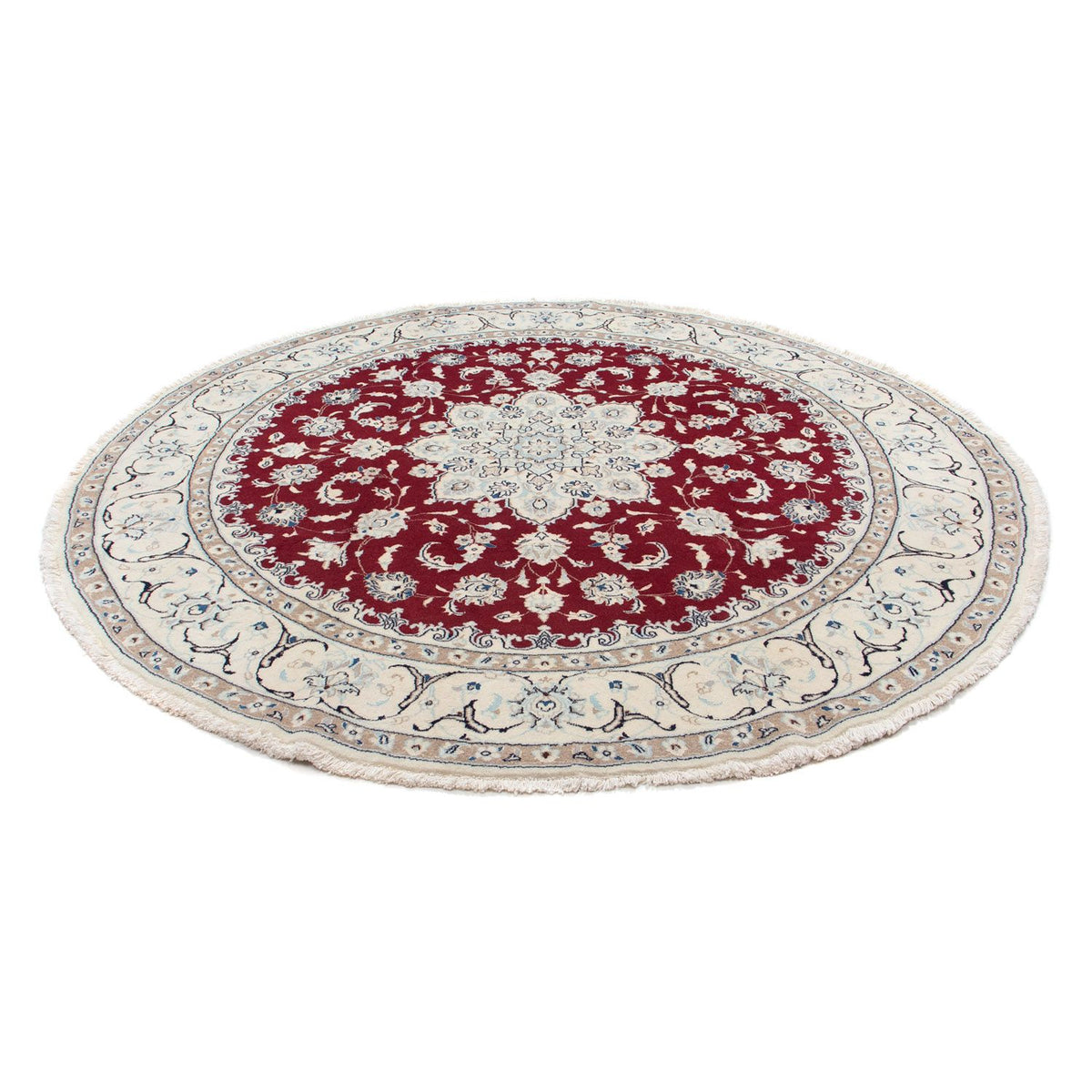 Alfombra persa - Nain redondo - 245 x 245 cm - rojo oscuro