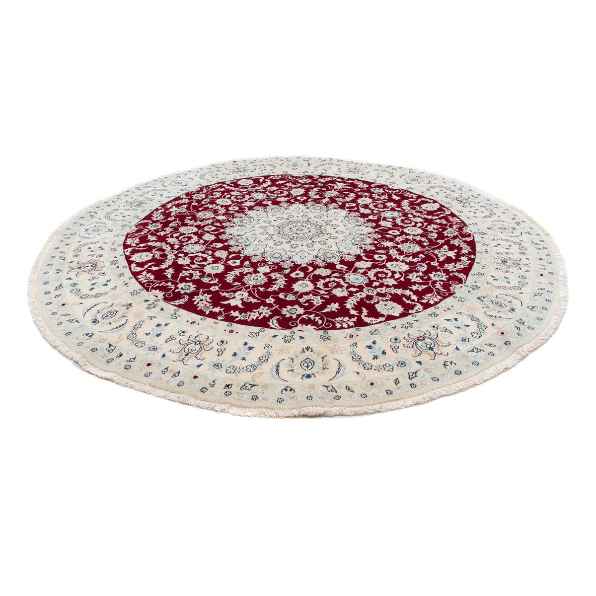Alfombra persa - Nain redondo - 295 x 295 cm - rojo oscuro